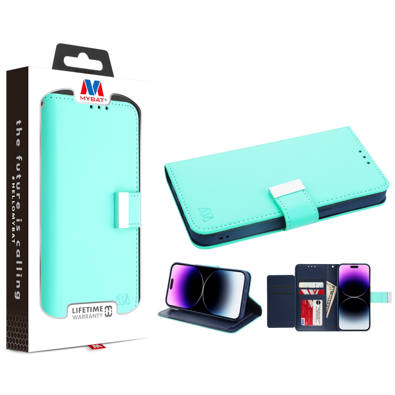 Picture of MyBat MyJacket Wallet Xtra Series for Apple iPhone 14 Pro (6.1) - Teal Green / Dark Blue