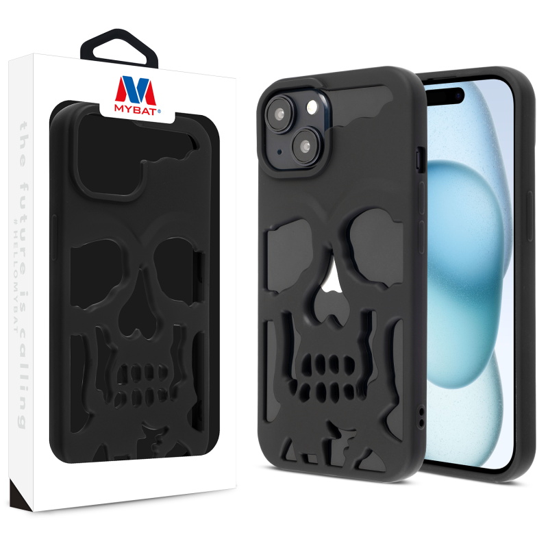 Picture of MyBat Skullcap Protector Cover for Apple iPhone 15 (6.1) - Black