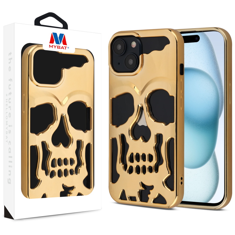 Picture of MyBat Skullcap Protector Cover for Apple iPhone 15 (6.1) - Gold Plating