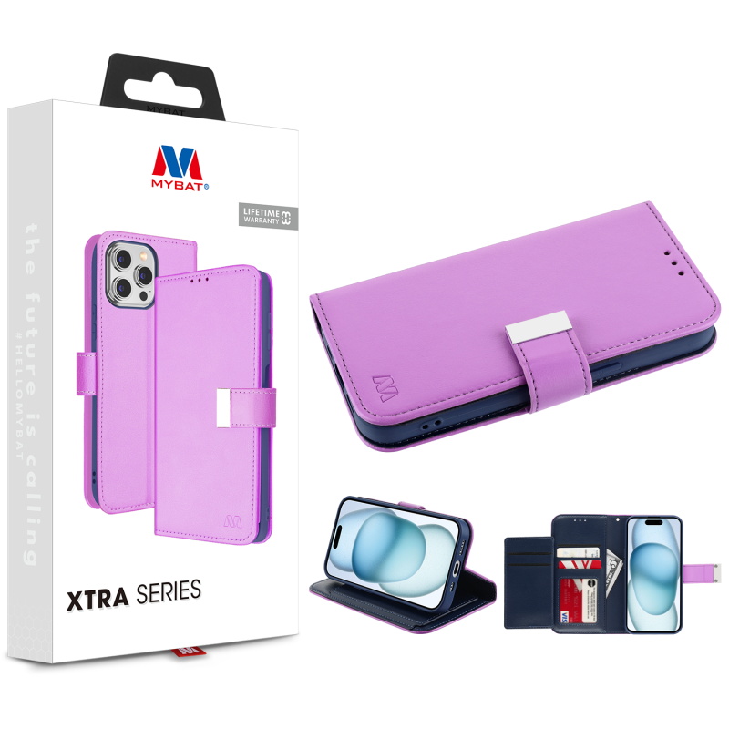 Picture of MyBat MyJacket Wallet Xtra Series for Apple iPhone 15 (6.1) - Purple / Dark Blue