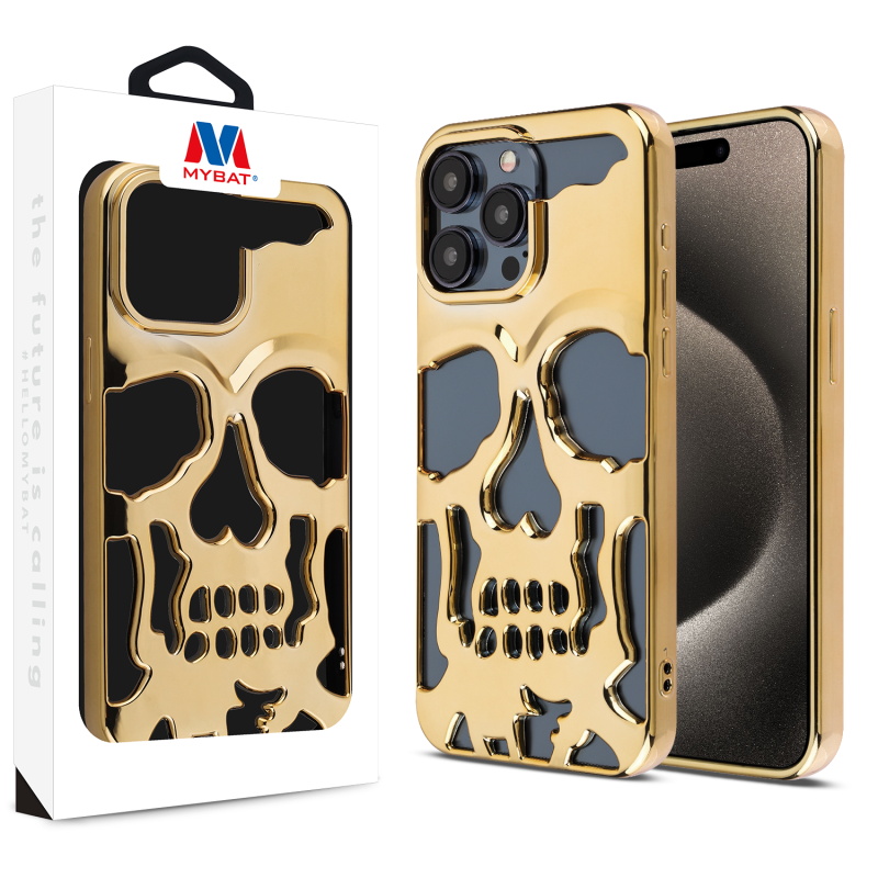 Picture of MyBat Skullcap Protector Cover for Apple iPhone 15 Pro Max (6.7) - Gold Plating