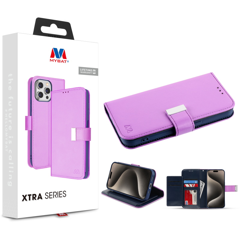 Picture of MyBat MyJacket Wallet Xtra Series for Apple iPhone 15 Pro (6.1) - Purple / Dark Blue