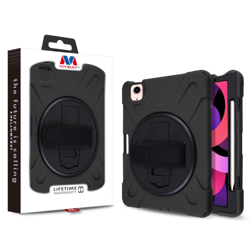 Picture of MyBat Rotatable Stand Protector Cover (with Wristband) for Apple iPad Air 10.9 (2020)/iPad Pro 11 (2020) / iPad Pro 11 (2022) - Black / Black