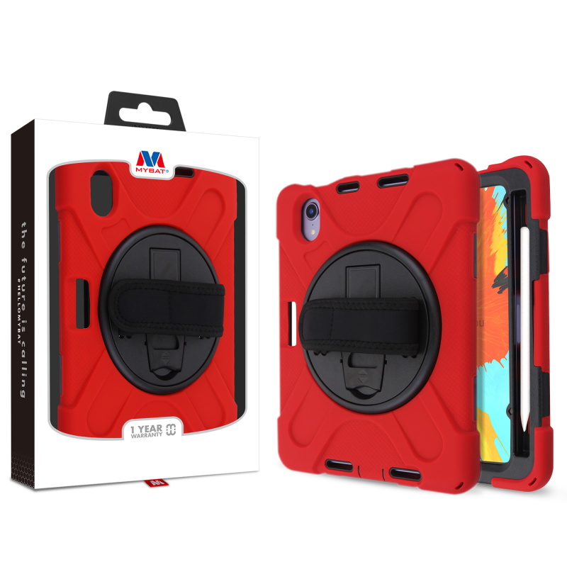 Picture of MyBat Rotatable Stand Protector Cover (with Wristband) for Apple iPad mini 6 (2021) / iPad mini 7 (2024) - Black / Red