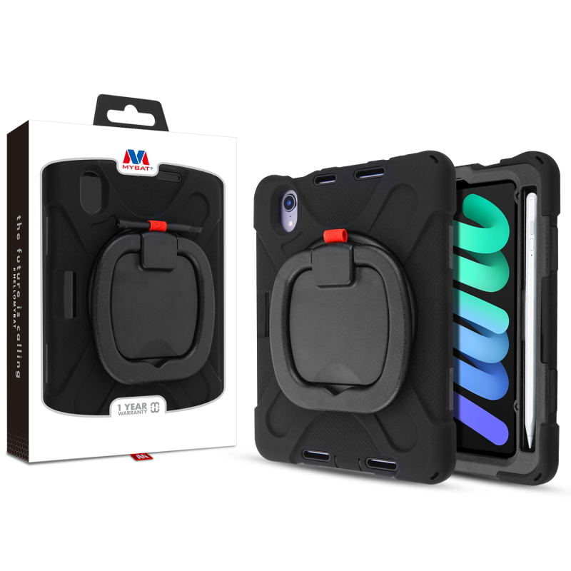 Picture of MyBat Rotatable Stand Shockproof Protector Cover for Apple iPad mini 6 (2021) / iPad mini 7 (2024) - Black / Black