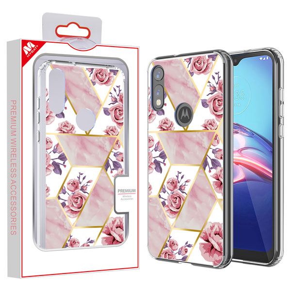 Picture of MyBat Fusion Protector Cover for Motorola Moto E (2020) / Moto E7 (2020) - Electroplated Roses Marbling