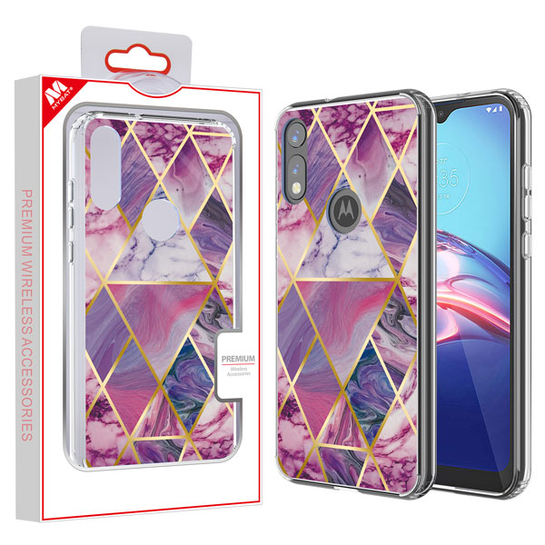 Picture of MyBat Fusion Protector Cover for Motorola Moto E (2020) / Moto E7 (2020) - Electroplated Purple Marbling