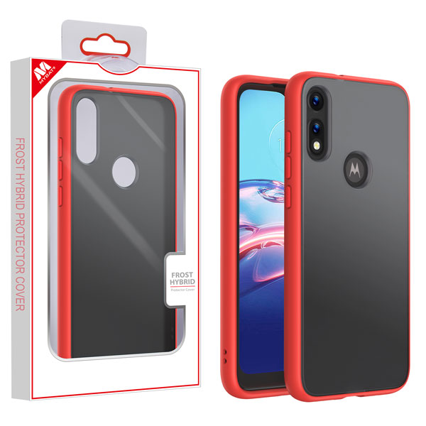Picture of MyBat Frost Hybrid Protector Cover for Motorola Moto E (2020) / Moto E7 (2020) - Semi Transparent Smoke Frosted / Rubberized Red