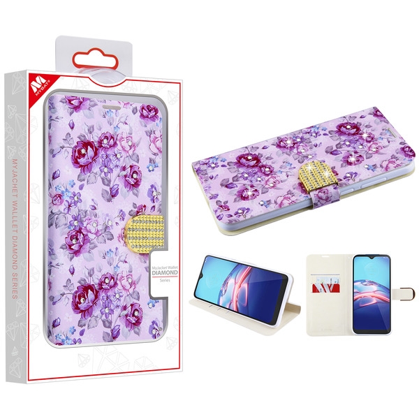 Picture of MyBat MyJacket Wallet Diamond Series for Motorola Moto E (2020) / Moto E7 (2020) - Fresh Purple Flowers