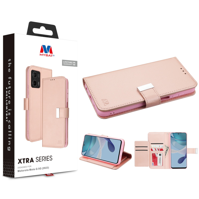 Picture of MyBat MyJacket Wallet Xtra Series for Motorola Moto G 5G (2023) - Rose Gold