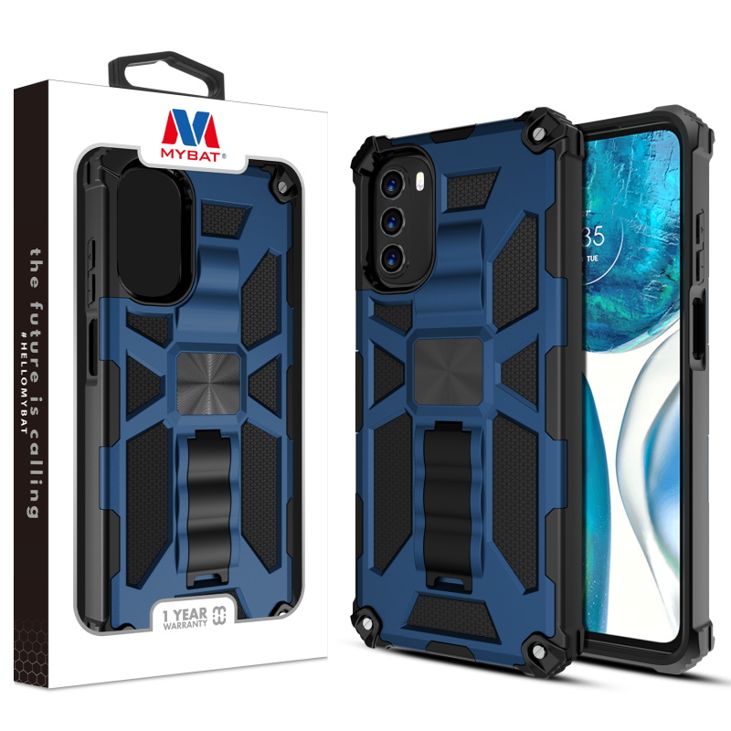 Picture of MyBat Sturdy Hybrid Protector Cover (with Stand) for Motorola Moto G 5G (2022) - Ink Blue / Black