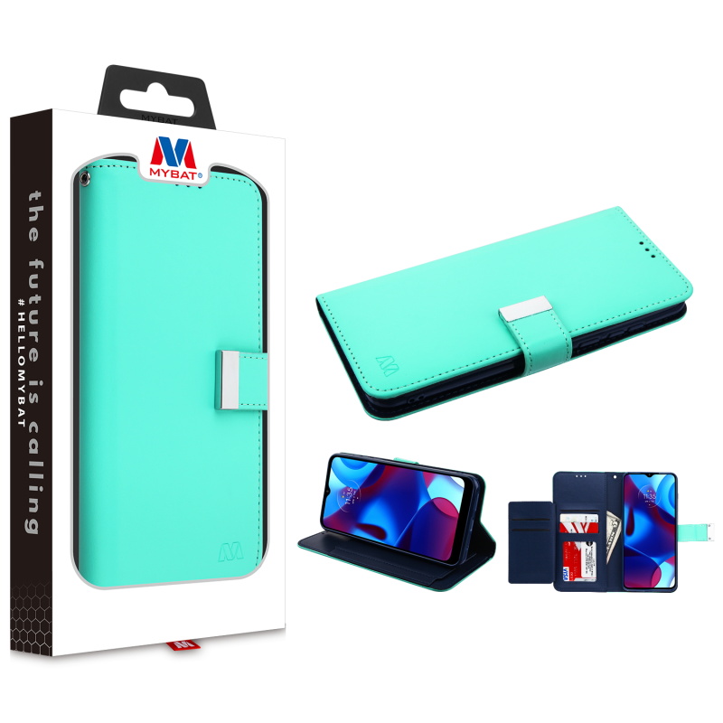 Picture of MyBat MyJacket Wallet Xtra Series for Motorola Moto G Pure / Moto G Power (2022) - Teal Green / Dark Blue