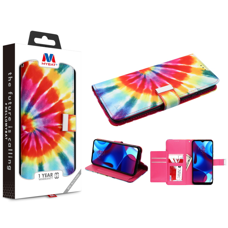 Picture of MyBat MyJacket Wallet Xtra Series with RFID Blocking for Motorola Moto G Pure / Moto G Power (2022) - Tie Dye Swirl
