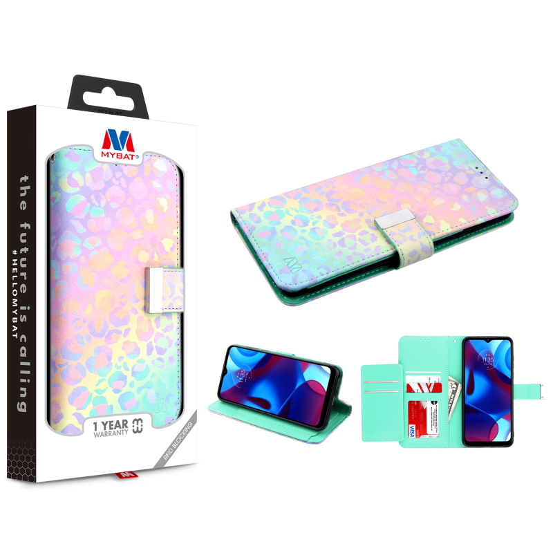 Picture of MyBat MyJacket Wallet Xtra Series with RFID Blocking for Motorola Moto G Pure / Moto G Power (2022) - Holographic Leopard