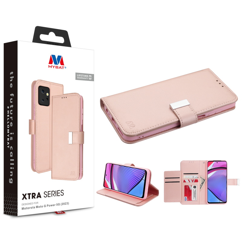 Picture of MyBat MyJacket Wallet Xtra Series for Motorola Moto G Power 5G (2023) - Rose Gold