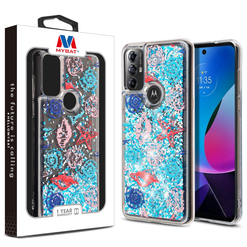 Picture of MyBat Quicksand Glitter Hybrid Protector Cover for Motorola Moto G Play (2023) - Seashells