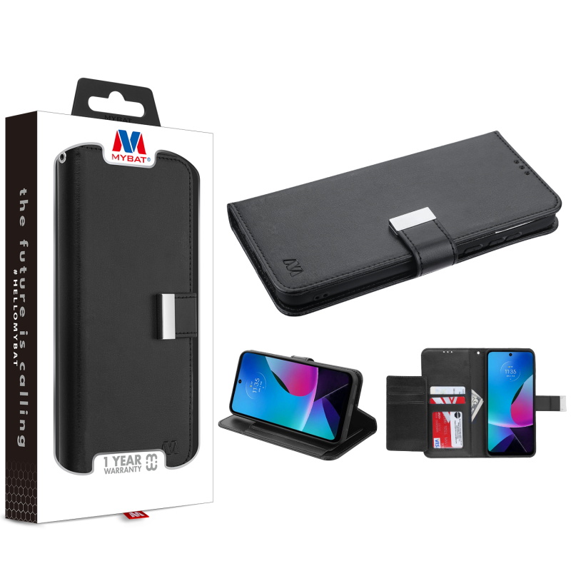 Picture of MyBat MyJacket Wallet Xtra Series for Motorola Moto G Play (2023) - Black / Black