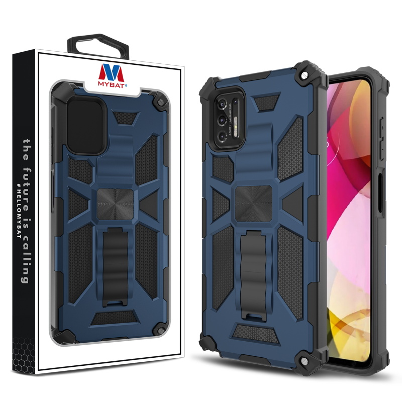 Picture of MyBat Sturdy Hybrid Protector Cover (with Stand) for Motorola Moto G Stylus (2021) - Ink Blue / Black