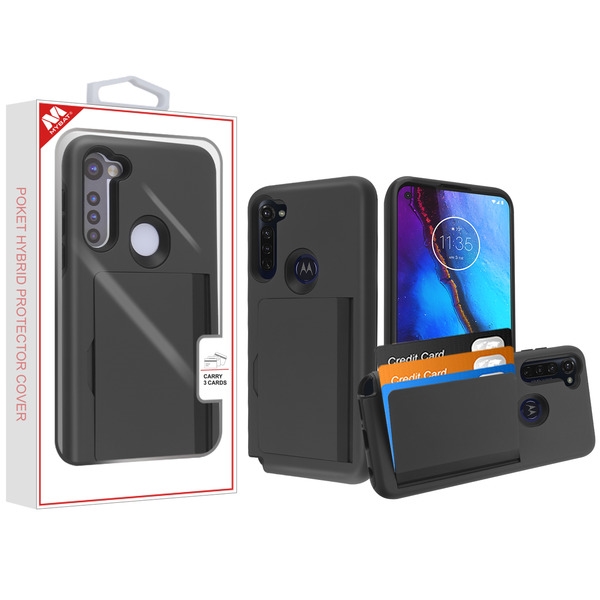Picture of MyBat Poket Hybrid Protector Cover (with Back Film) for Motorola Moto G Stylus - Black / Black