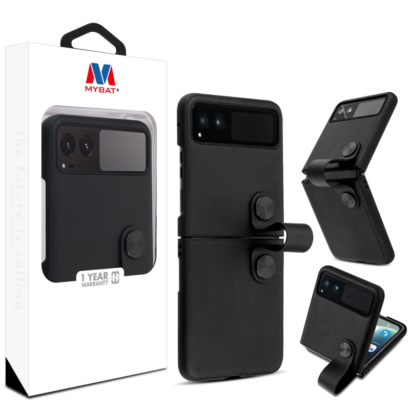 Picture of MyBat Leather Protector Case (with Lanyard) for Motorola razr (2023) - Black
