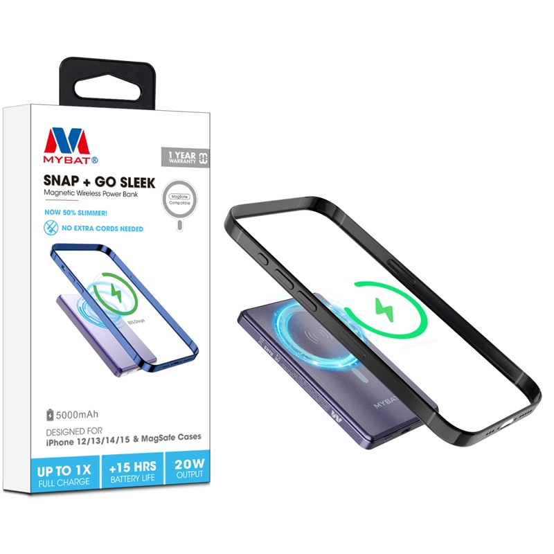 Picture of MyBat 5000mAh SNAP + GO SLEEK Magnetic Wireless Power Bank - Purple Titanium