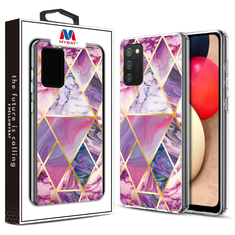 Picture of MyBat Fusion Protector Cover for Samsung Galaxy A02s - Electroplated Purple Marbling