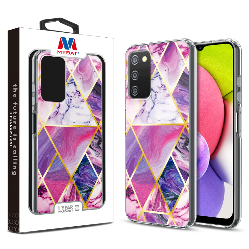 Picture of MyBat Fusion Protector Cover for Samsung Galaxy A037U / Galaxy A03s - Electroplated Purple Marbling