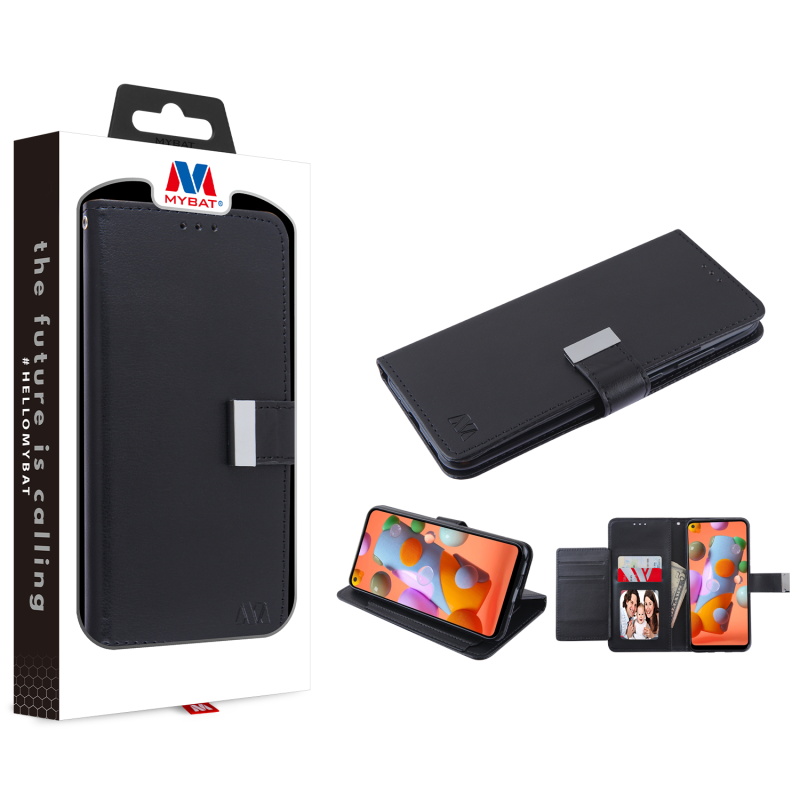 Picture of MyBat MyJacket Wallet Xtra Series for Samsung Galaxy A11 - Black / Black
