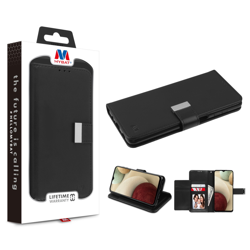 Picture of MyBat MyJacket Wallet Xtra Series for Samsung Galaxy A12 5G - Black / Black