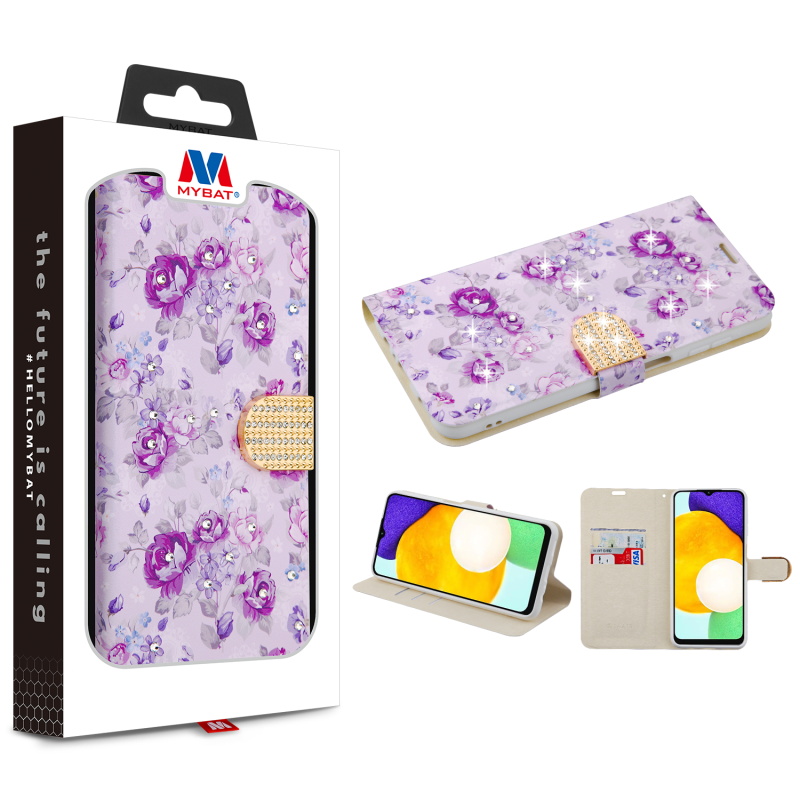 Picture of MyBat MyJacket Wallet Diamond Series for Samsung Galaxy A13 5G - Fresh Purple Flowers
