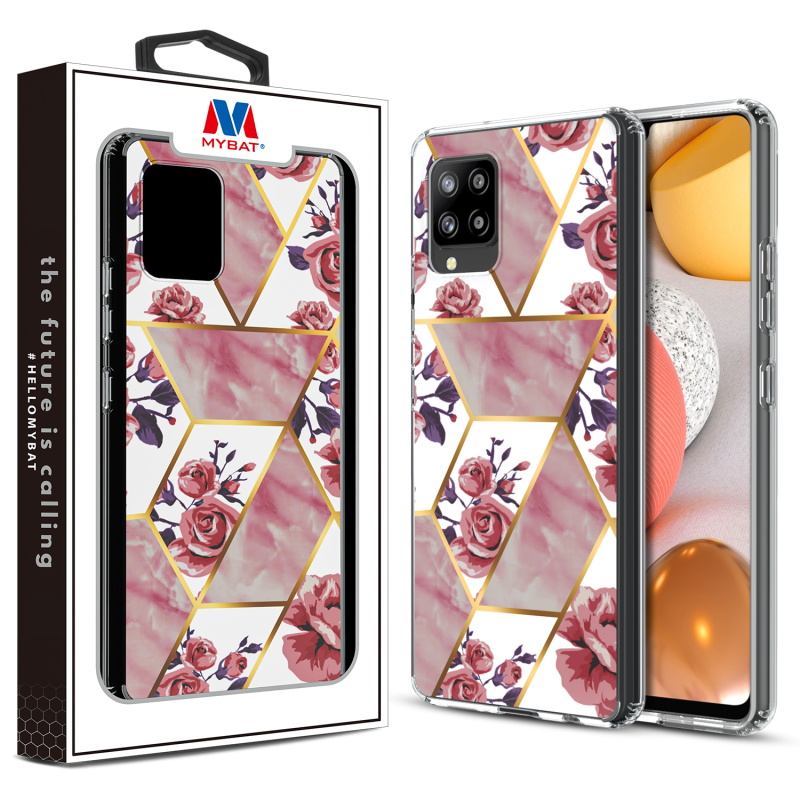 Picture of MyBat Fusion Protector Cover for Samsung Galaxy A42 5G - Electroplated Roses Marbling