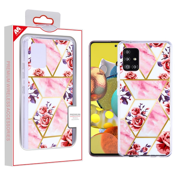 Picture of MyBat Fusion Protector Cover for Samsung Galaxy A51 5G - Electroplated Roses Marbling