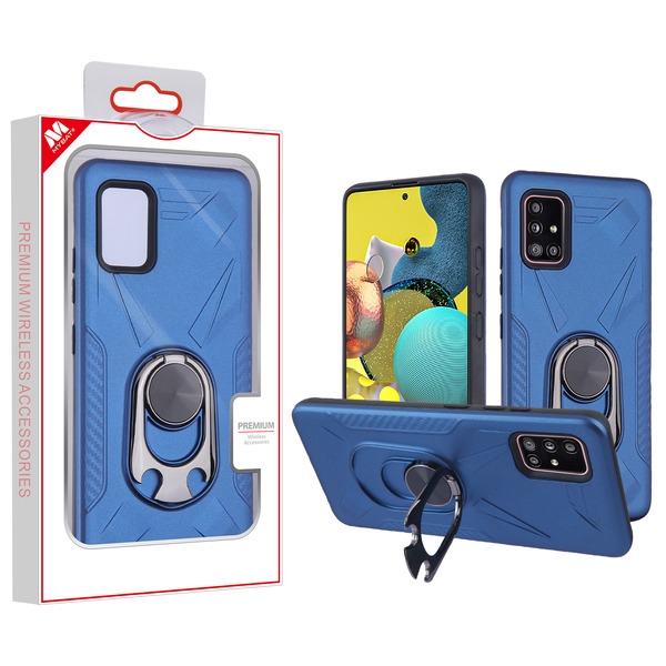 Picture of MyBat Hybrid Protector Cover (with Ring Holder Kickstand Bottle) for Samsung Galaxy A51 5G - Ink Blue / Black