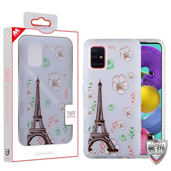 Picture of MyBat TUFF Series Case for Samsung Galaxy A51 - Semi Transparent White Frosted Eiffel Tower in the Season of Blooming / Transparent White