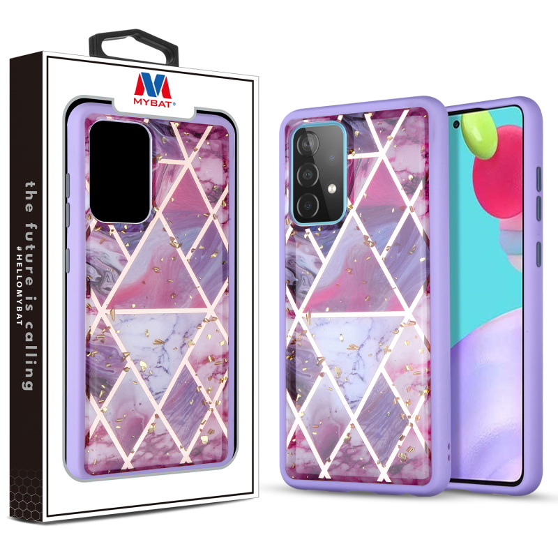 Picture of MyBat Hybrid Case for Samsung Galaxy A52 5G - Purple Marbling / Purple