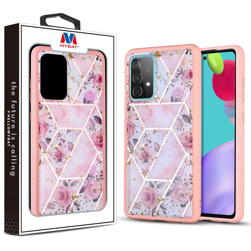 Picture of MyBat Hybrid Case for Samsung Galaxy A52 5G - Roses Marbling / Pink