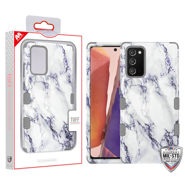 Picture of MyBat TUFF Series Case for Samsung Galaxy Note 20 - White Marbling / Iron Gray
