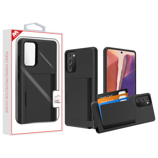 Picture of MyBat Poket Hybrid Protector Cover (with Back Film) for Samsung Galaxy Note 20 - Black / Black