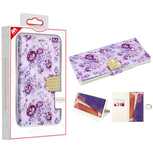 Picture of MyBat MyJacket Wallet Diamond Series for Samsung Galaxy Note 20 - Fresh Purple Flowers