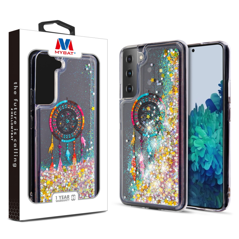 Picture of MyBat Quicksand Glitter Hybrid Protector Cover for Samsung Galaxy S22 Plus - Dreamcatcher & Gold Stars