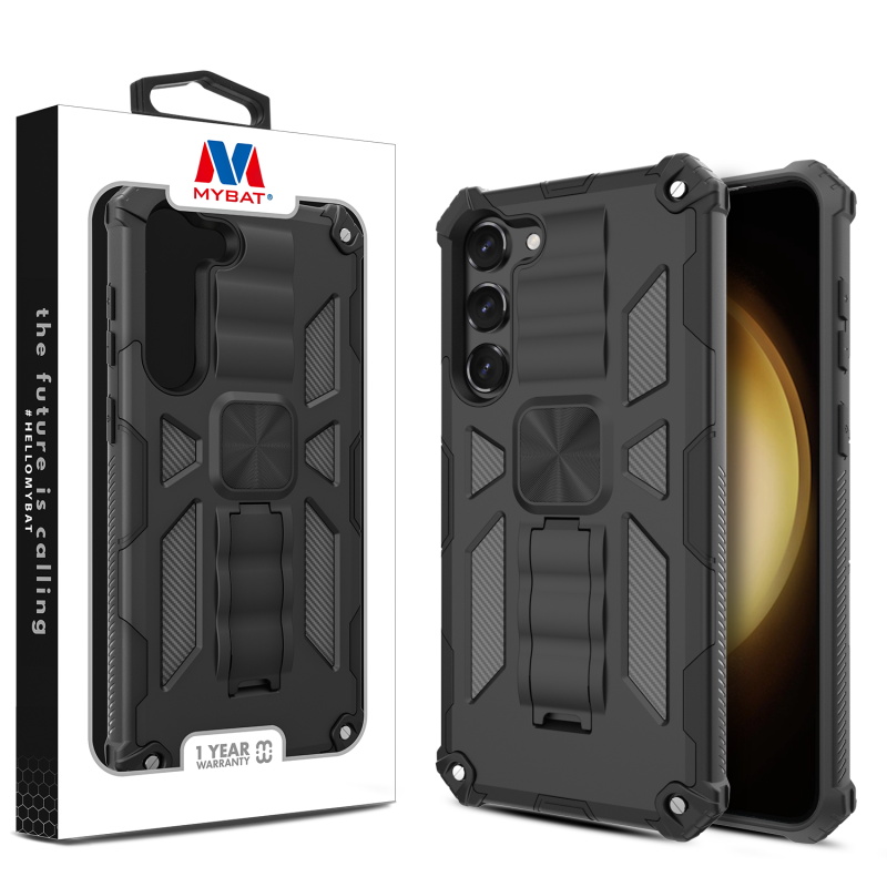 Picture of MyBat Sturdy Hybrid Protector Cover (with Stand) for Samsung Galaxy S23 Plus - Black / Black