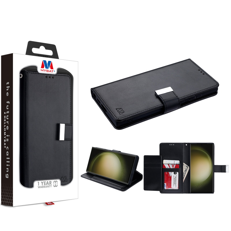 Picture of MyBat MyJacket Wallet Xtra Series for Samsung Galaxy S23 Ultra - Black / Black
