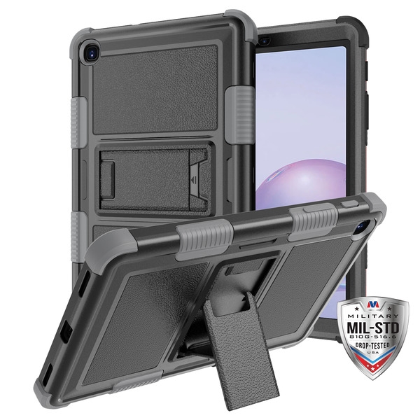 Picture of MyBat TUFF Hybrid Protector Case (with Stand)[Military-Grade Certified] for Samsung T307 (Galaxy Tab A 8.4 (2020)) - Natural Black / Iron Gray