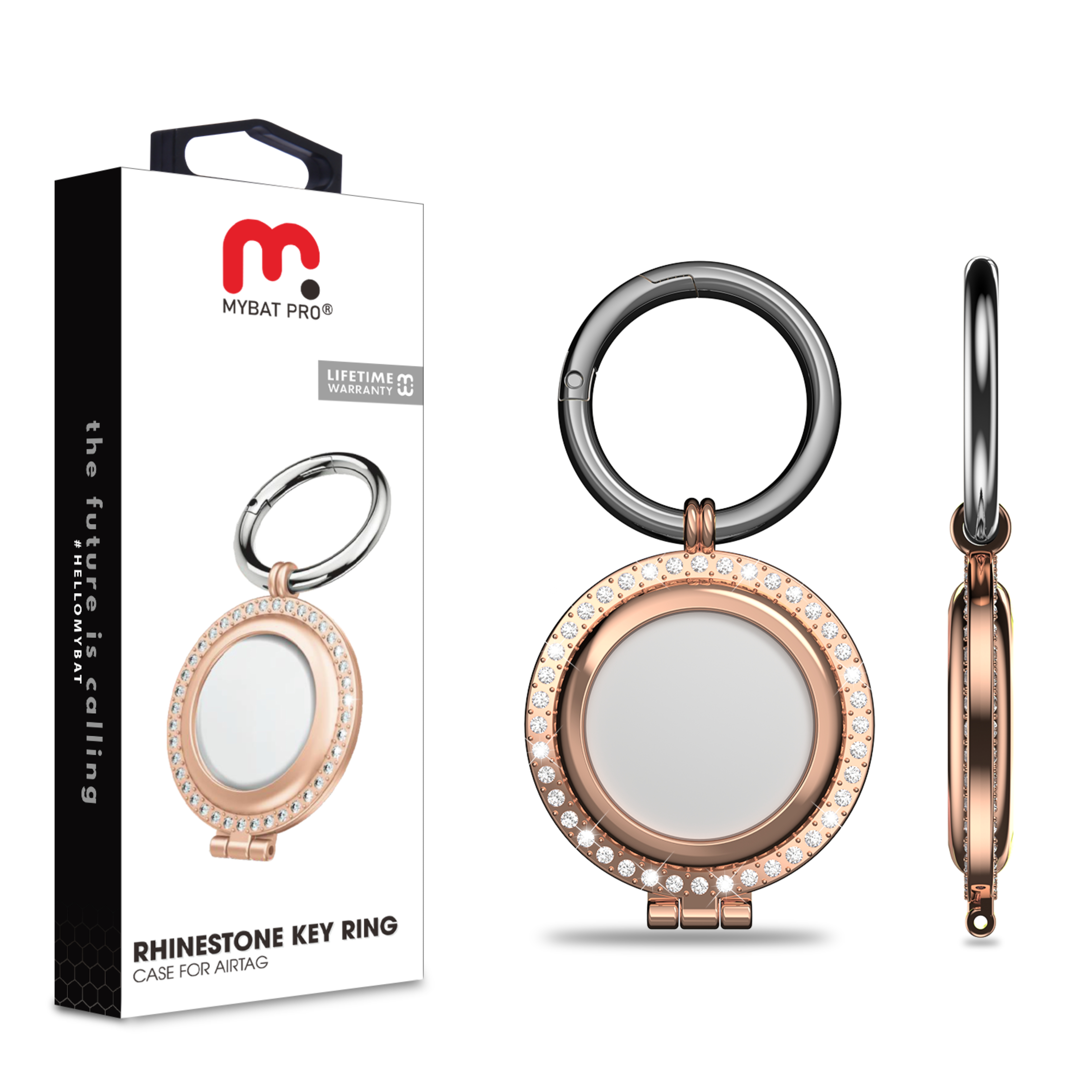 Picture of MyBat Pro Rhinestone Key Ring Case for Apple AirTag - Rose Gold
