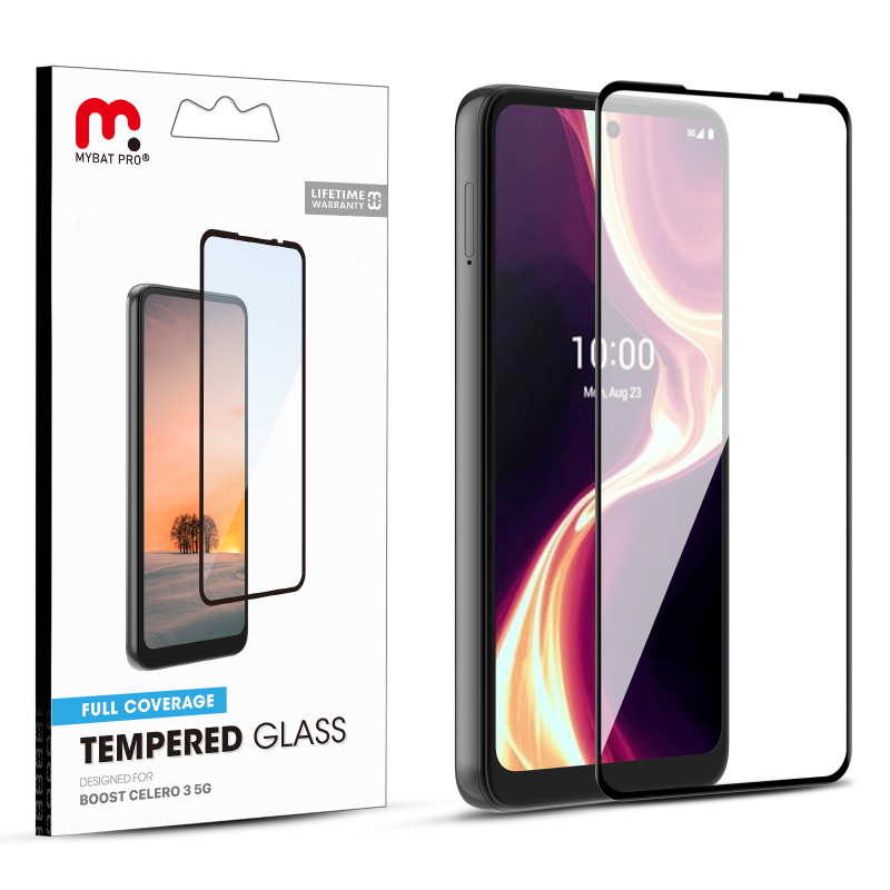 Picture of MyBat Pro Full Coverage Tempered Glass Screen Protector for Boost Celero 5G (2024) - Black