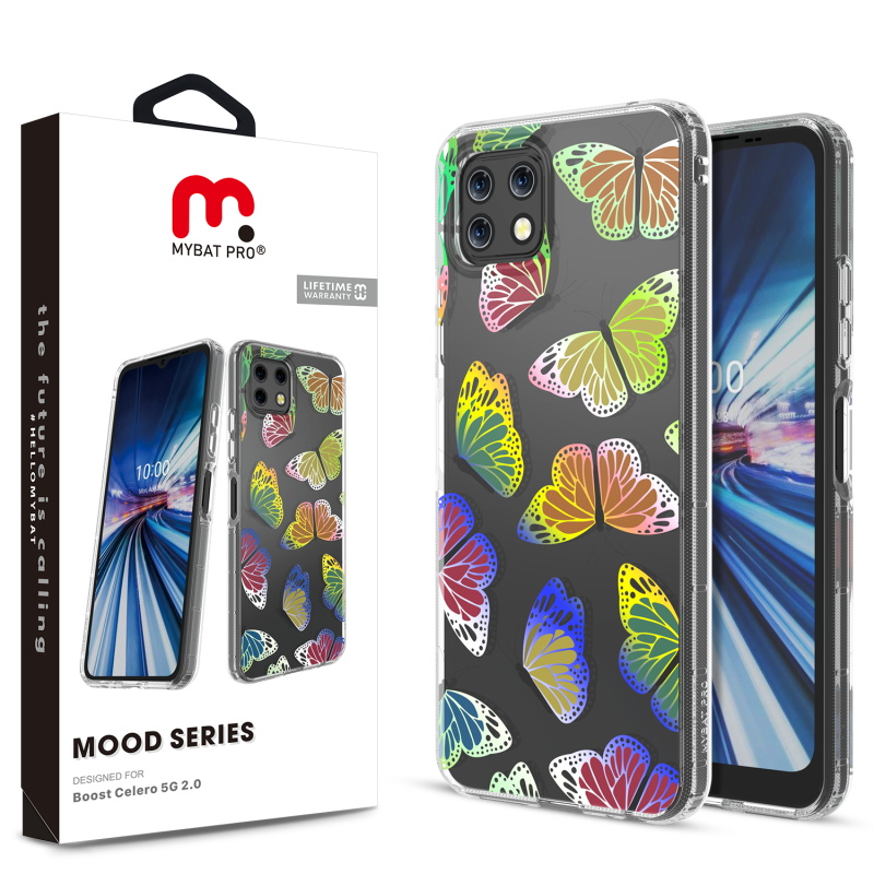 Picture of MyBat Pro Mood Series Case for Boost Celero 5G 2.0 - Neon Butterflies