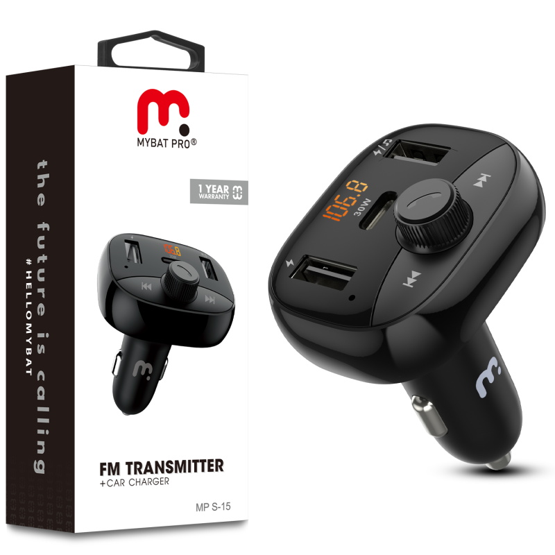 Picture of MyBat Pro S-15 FM Transmitter + Car Charger - Black
