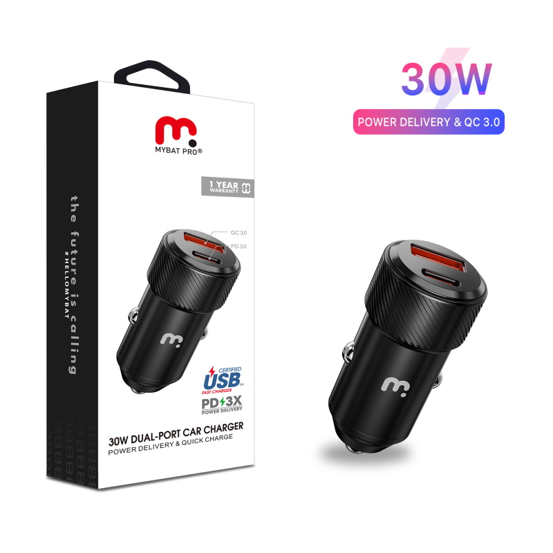 Picture of MyBat Pro Dual Port Quick Power Delivery Car Charger (30W) - Black