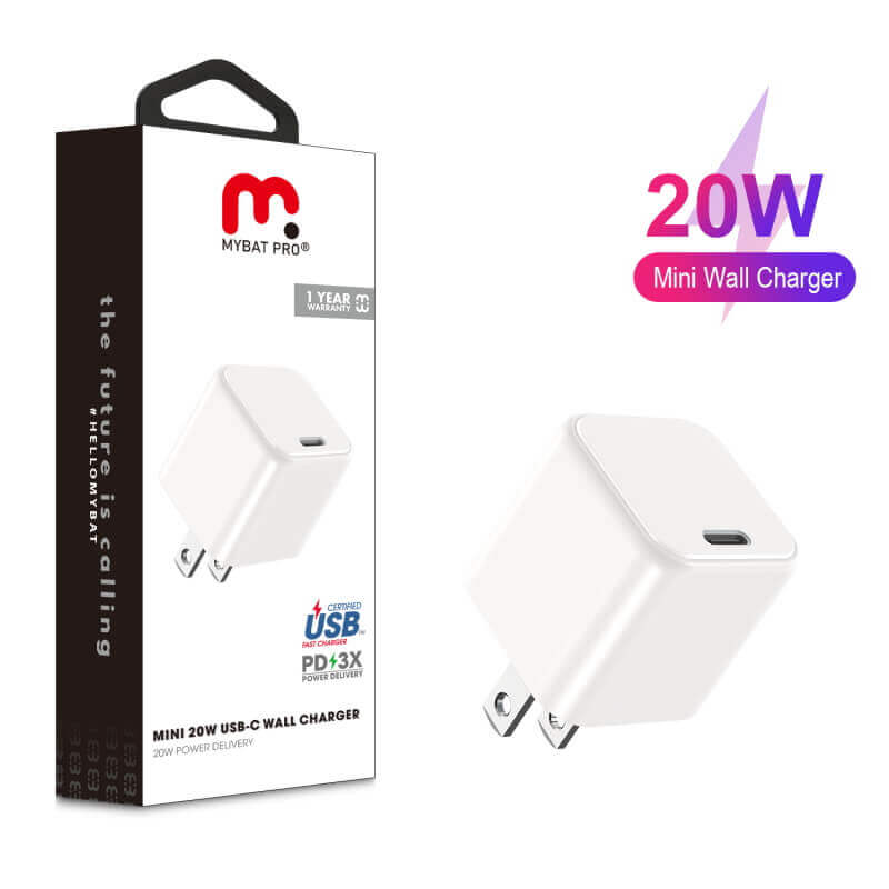Picture of MyBat Pro Fast Charging Mini Wall Charger for USB-C Power Delivery (20W) - White