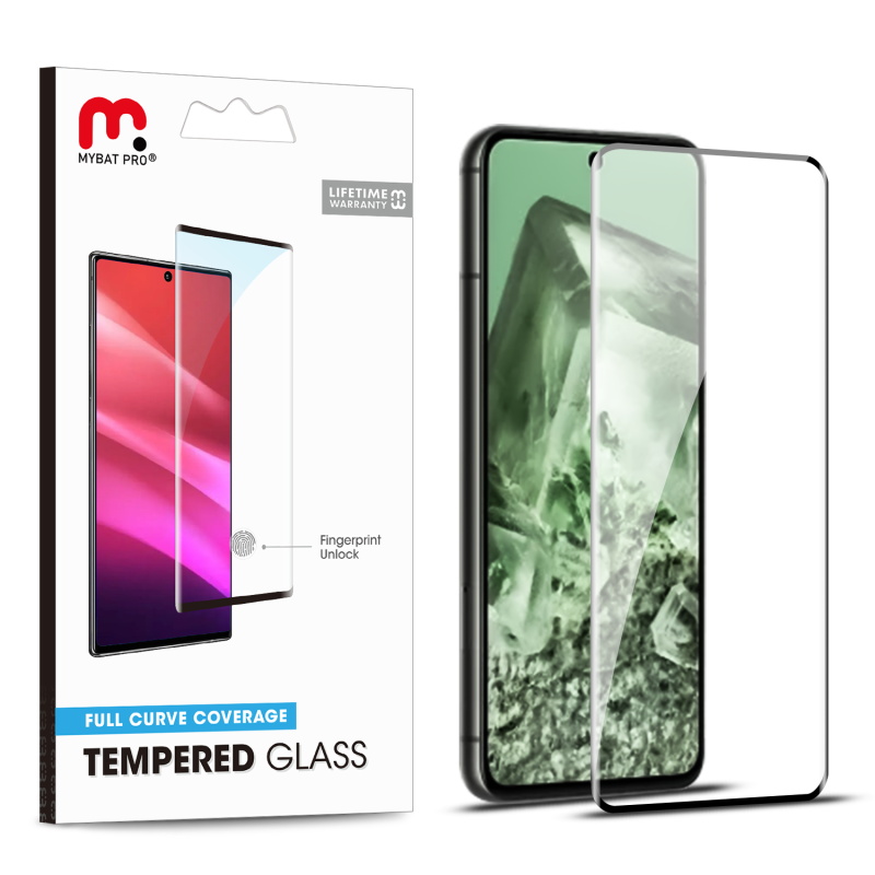 Picture of MyBat Pro Full Curve Coverage Tempered Glass Screen Protector for Google Pixel 8 - Black